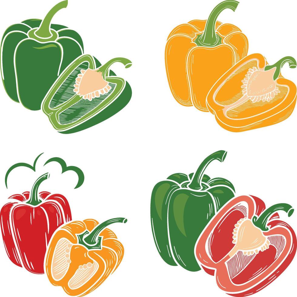 Capsicum Set Illustration vector