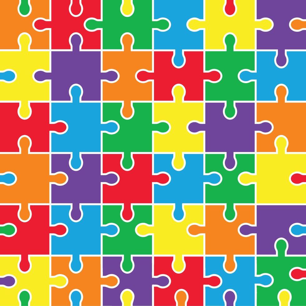 Jigsaw Puzzle Pattern , Autism Awareness Puzzle Pieces Illustration vector