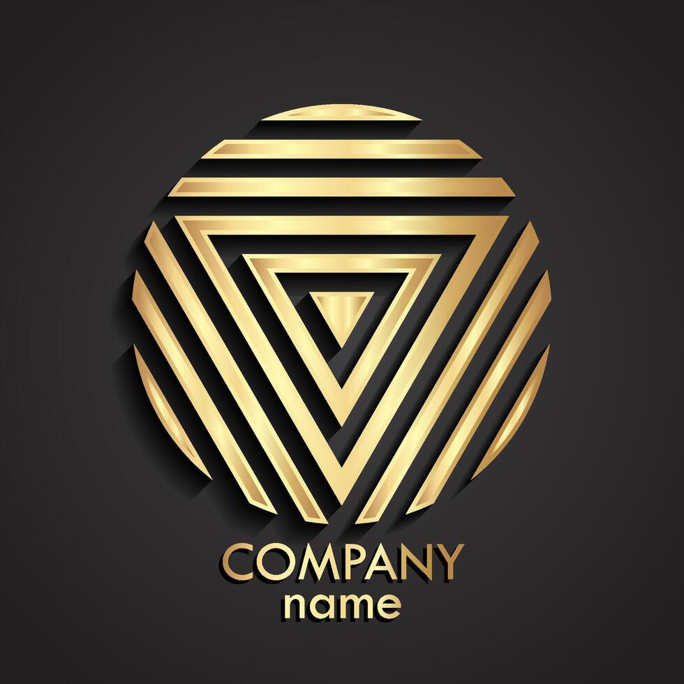 3d golden triangular circle logo vector