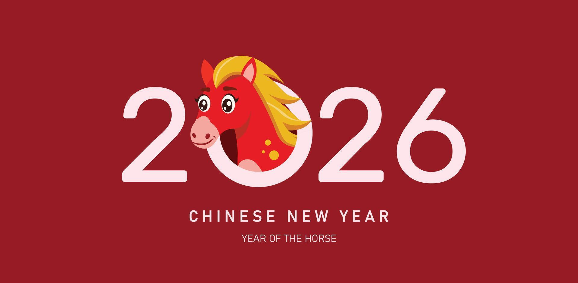 Chinese new year 2026 year of the horse - Chinese zodiac symbol, Lunar new year concept, modern background design, Red traditional Chinese designs with horse. Lunar new year concept vector