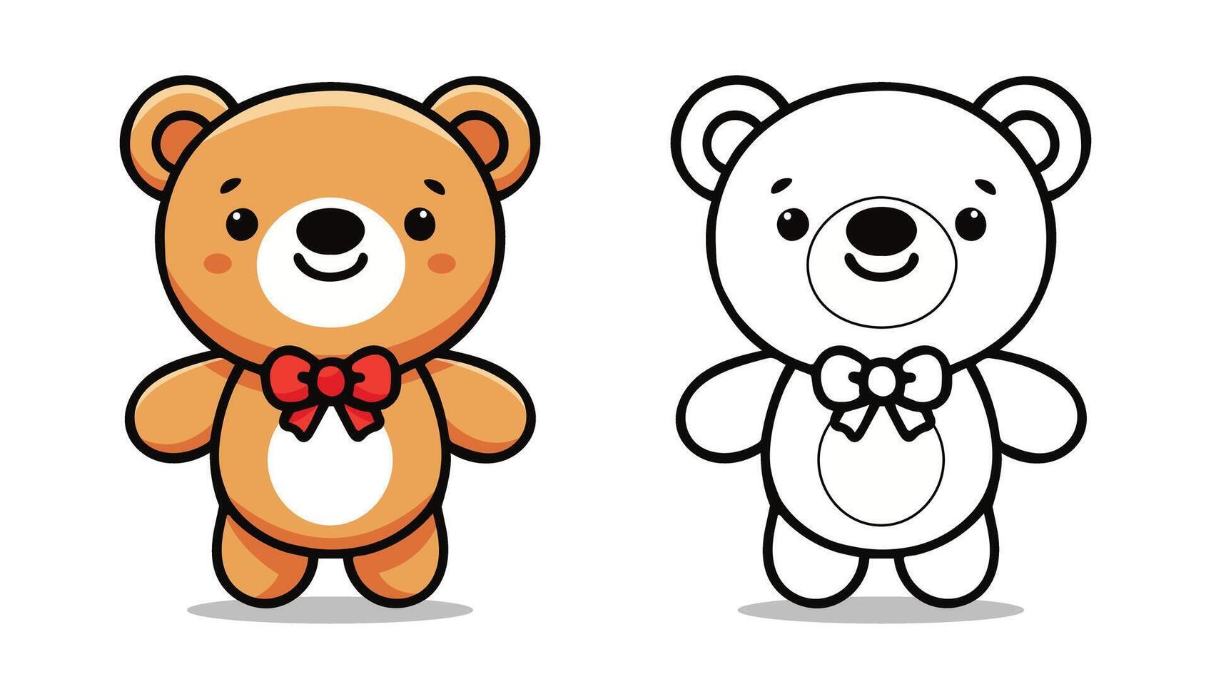 Abstract Cute Teddy Bear Cartoon Illustration Happy face, Fluffy, Childhood Icon - Black and White Outline Drawing ofSmiling Teddy Sitting, Designed as Mascot, Symbol Toy with Transparent Background vector