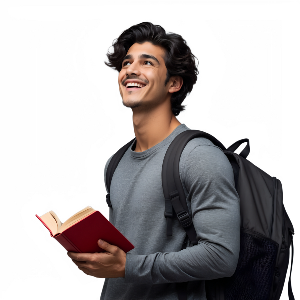 Smiling Young Scholar with a Backpack Motivational Learning Image png