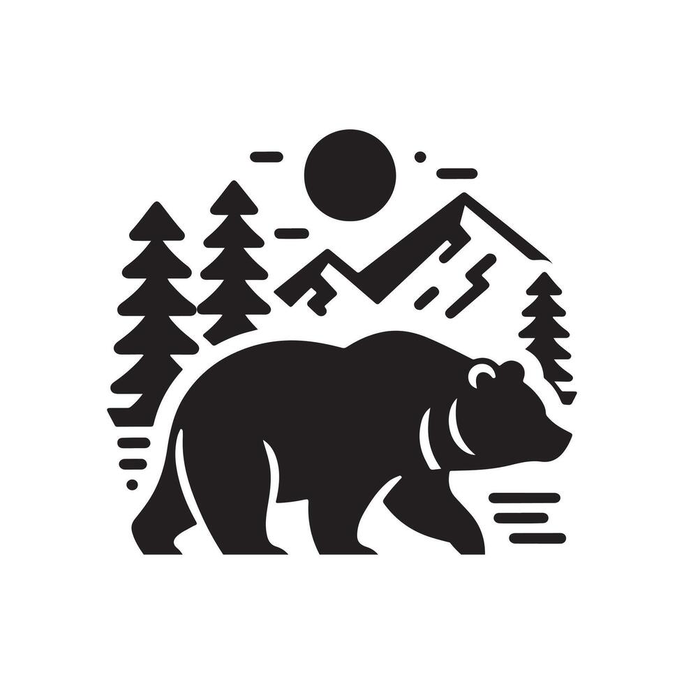 Mountain bear silhouette vector