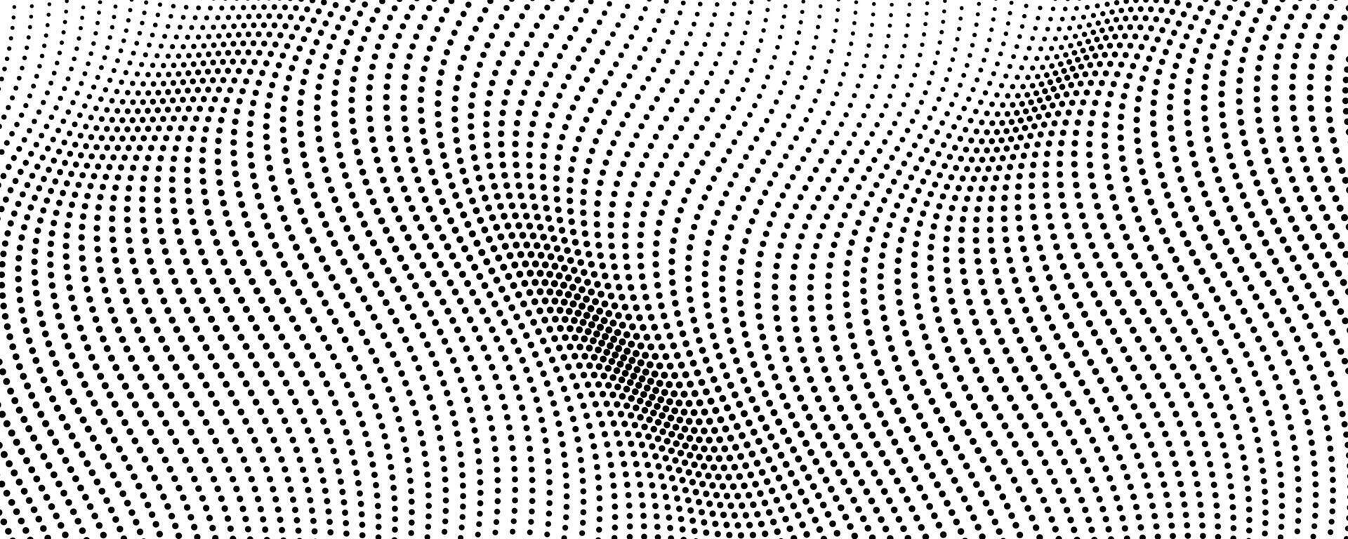 Halftone monochrome background with flowing dots. Abstract black and texture. illustration vector