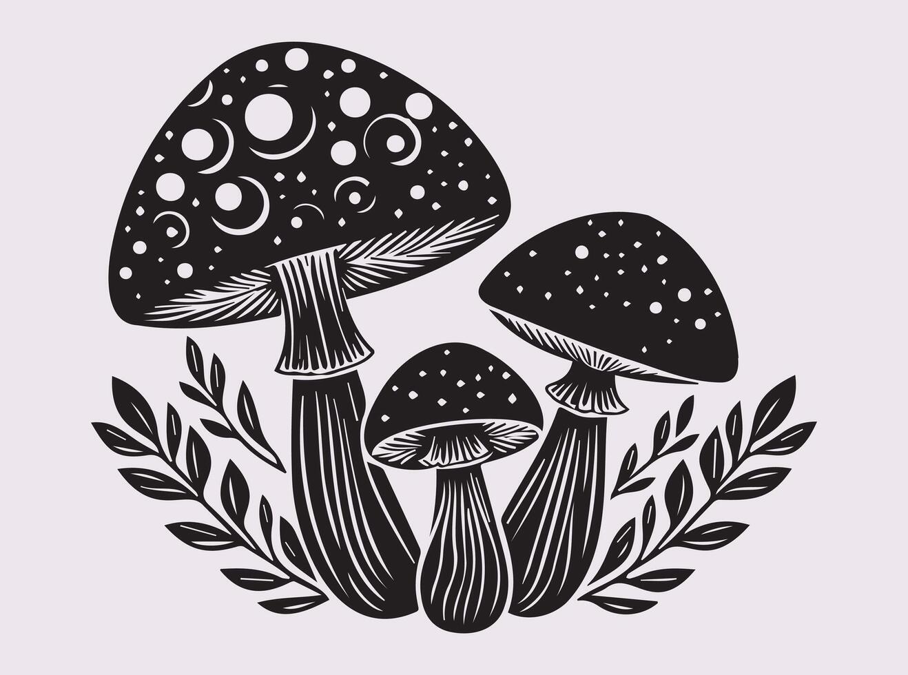 Black Silhouette of Three Mushrooms for Nature Inspired Art and Creative Designs vector