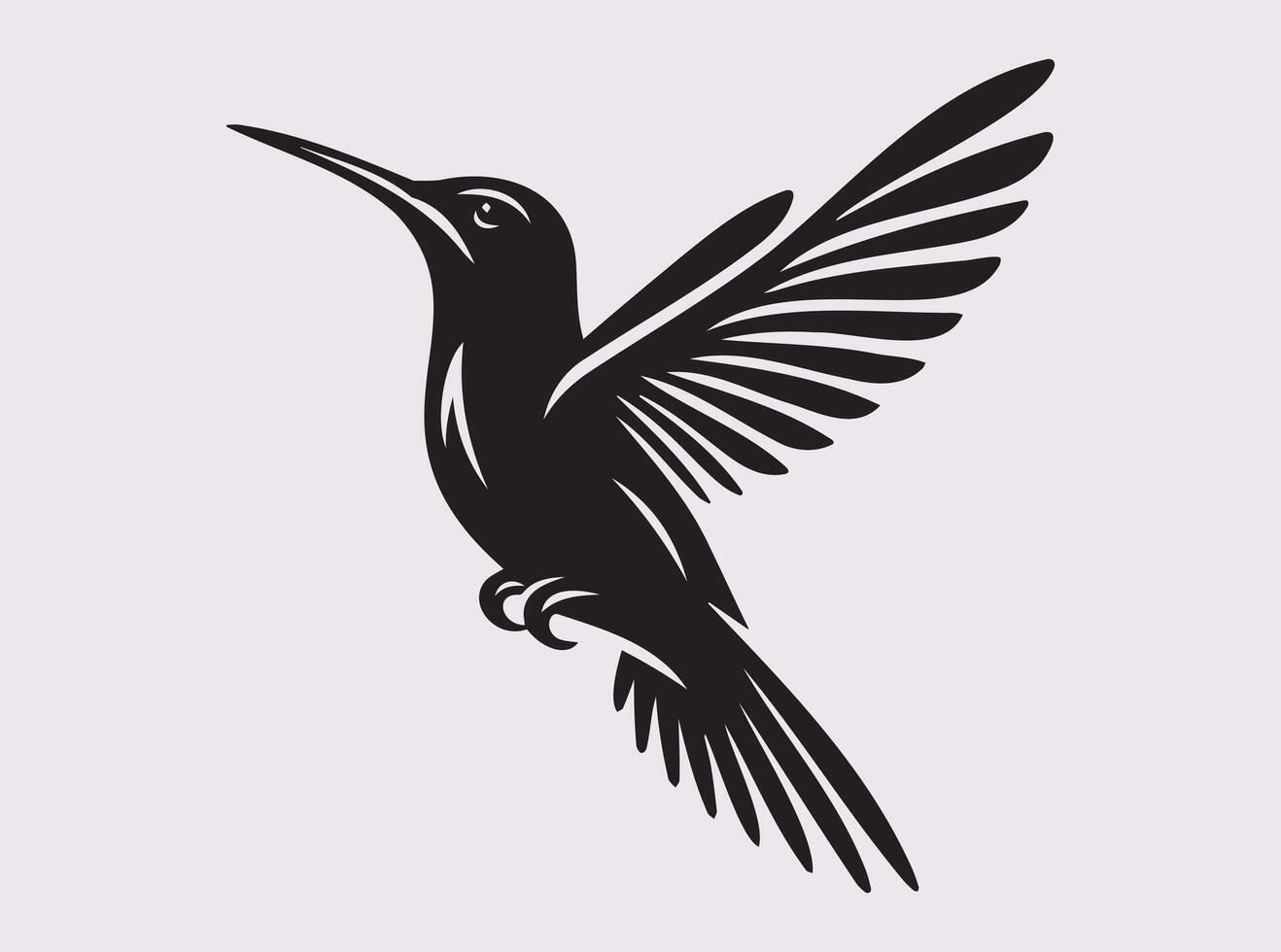 Bold and Elegant Solid Black Color Hummingbird Silhouette for Artistic Creations vector