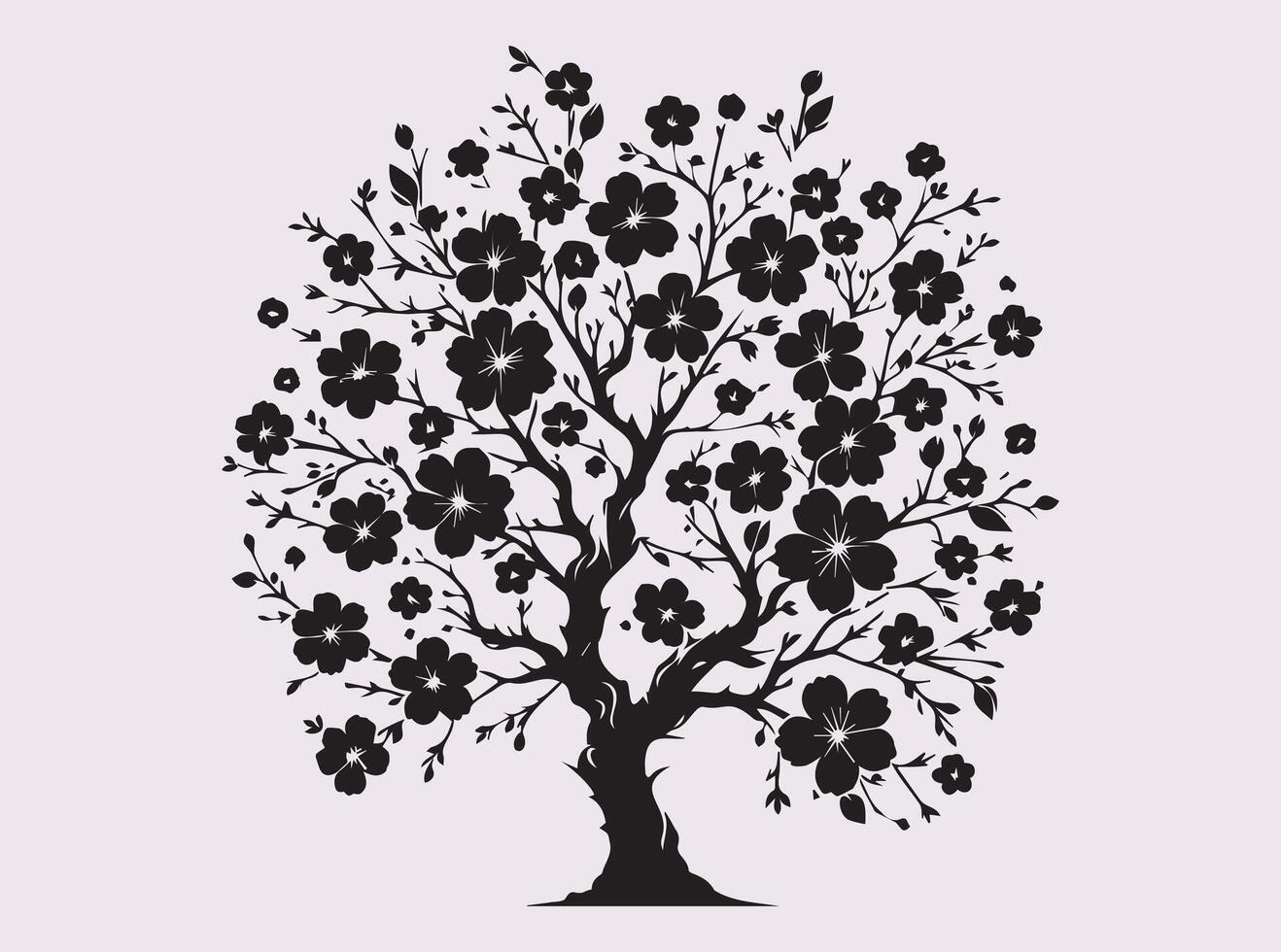 Bold Black Sakura Blossom Tree Silhouette for Stylish and Modern Design Concepts vector