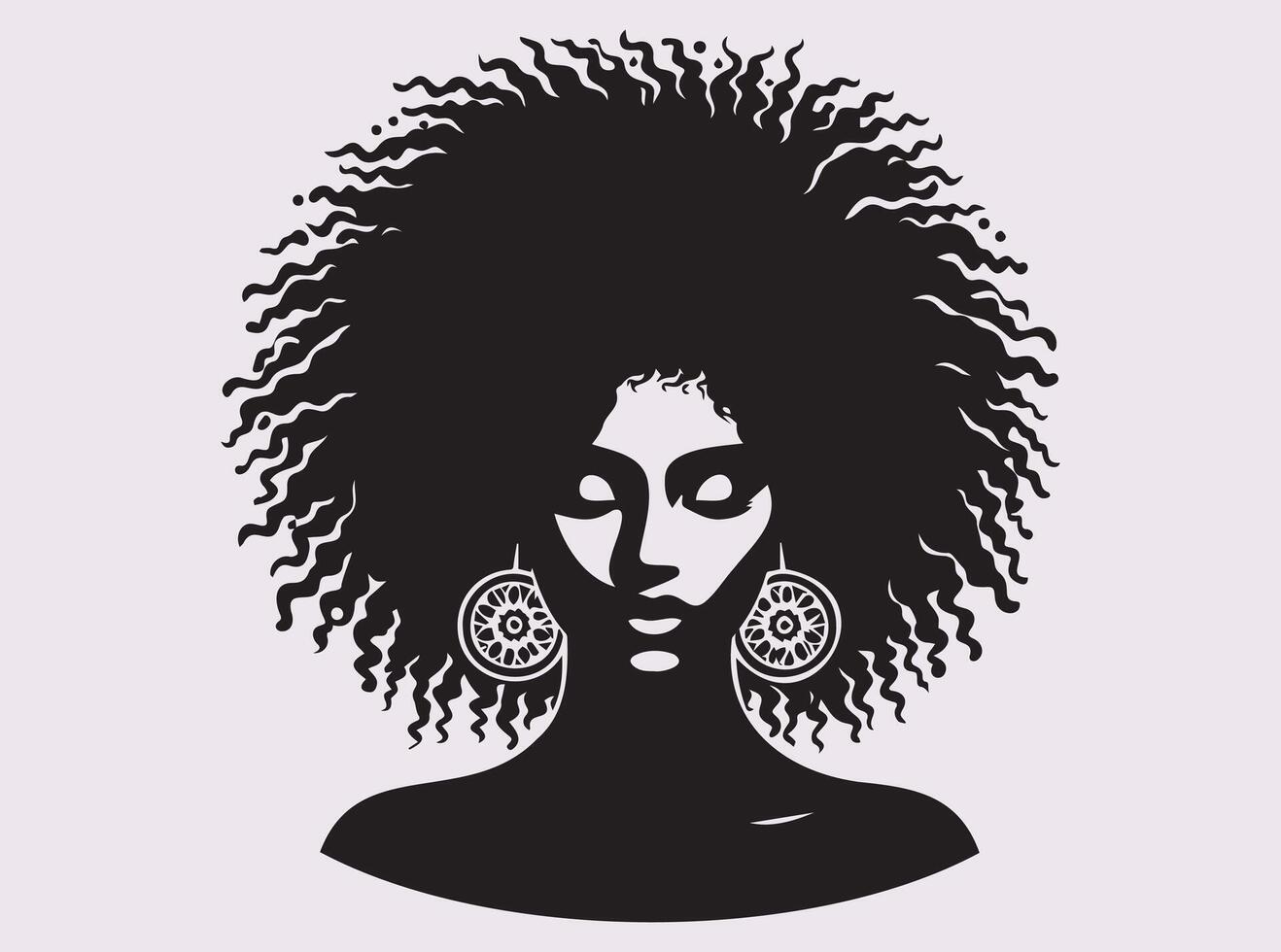 Captivating Solid Black Color African Woman Silhouette with Strong and Confident Look vector
