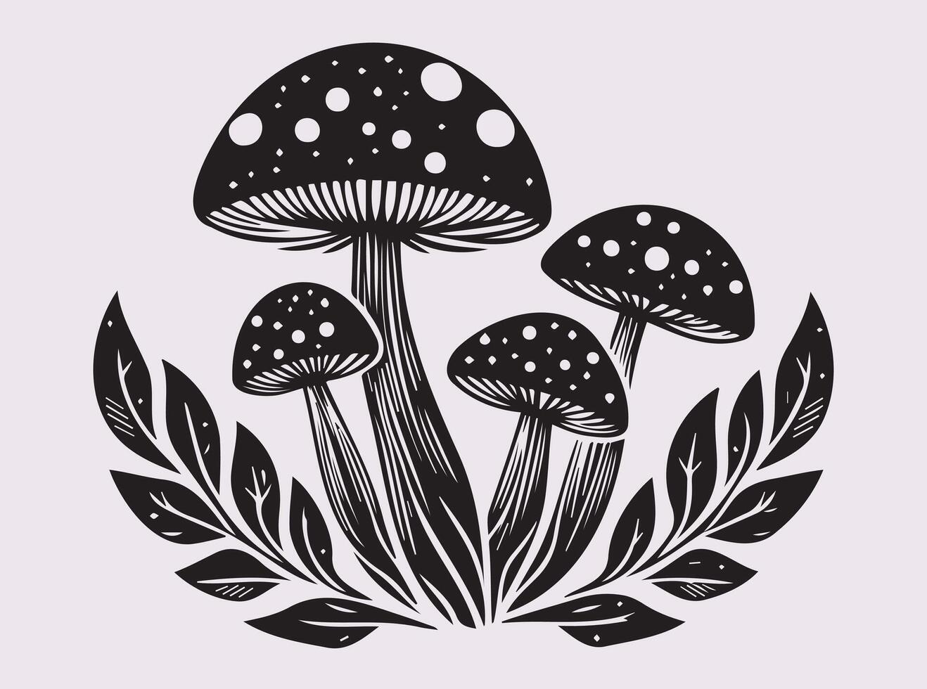 Timeless Black Silhouette of Three Mushrooms for Decorative and Classic Art vector