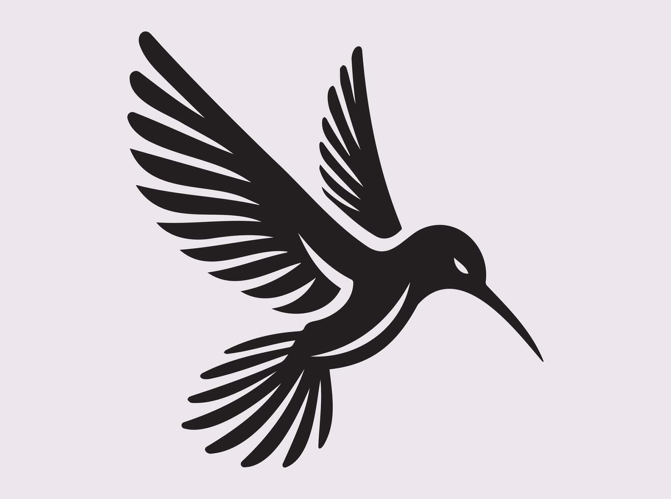 Powerful Solid Black Color Hummingbird Silhouette Representing Speed and Agility vector