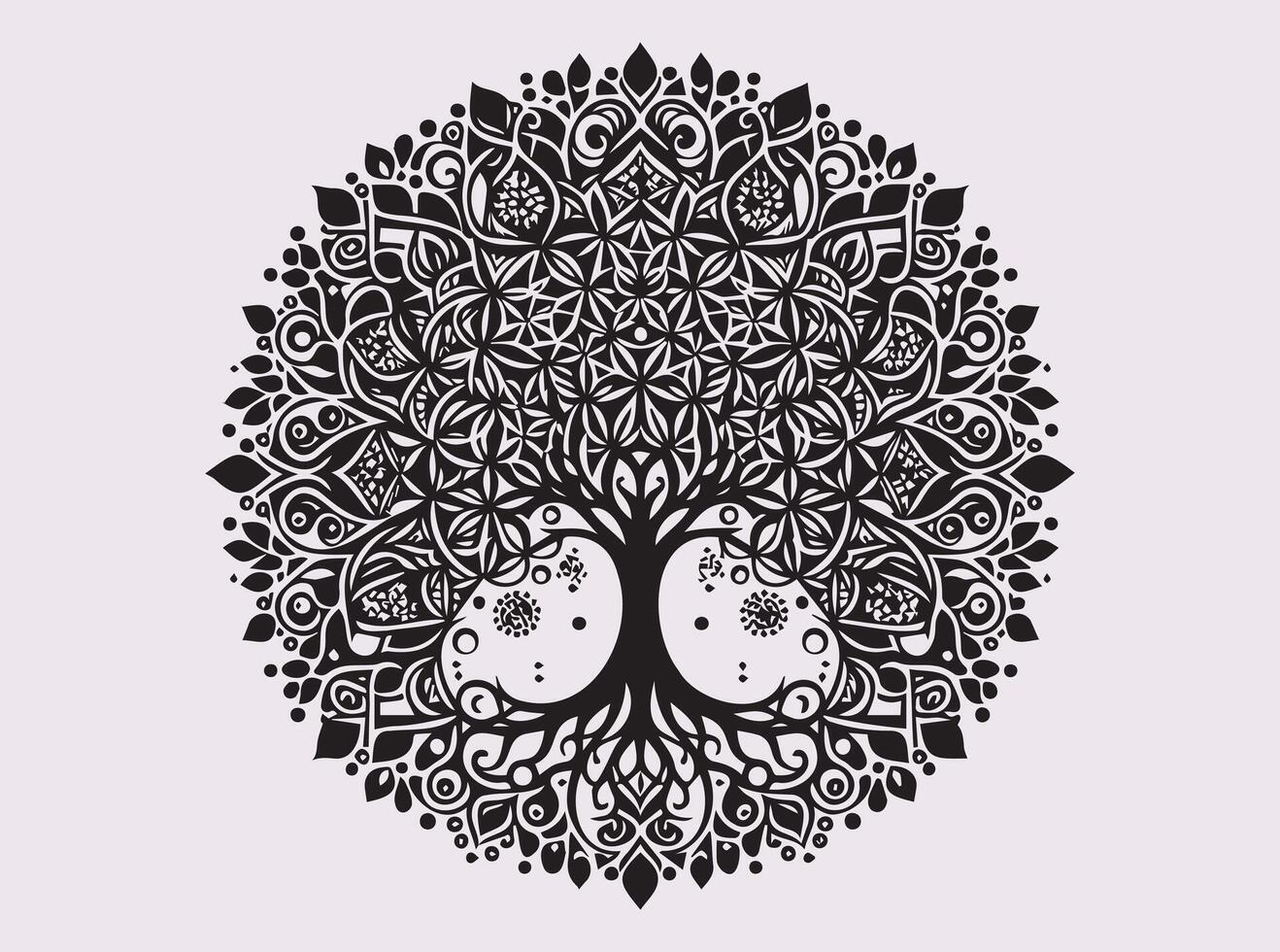 Black Tree of Life Mandala Silhouette Art for Inner Peace and Reflection vector