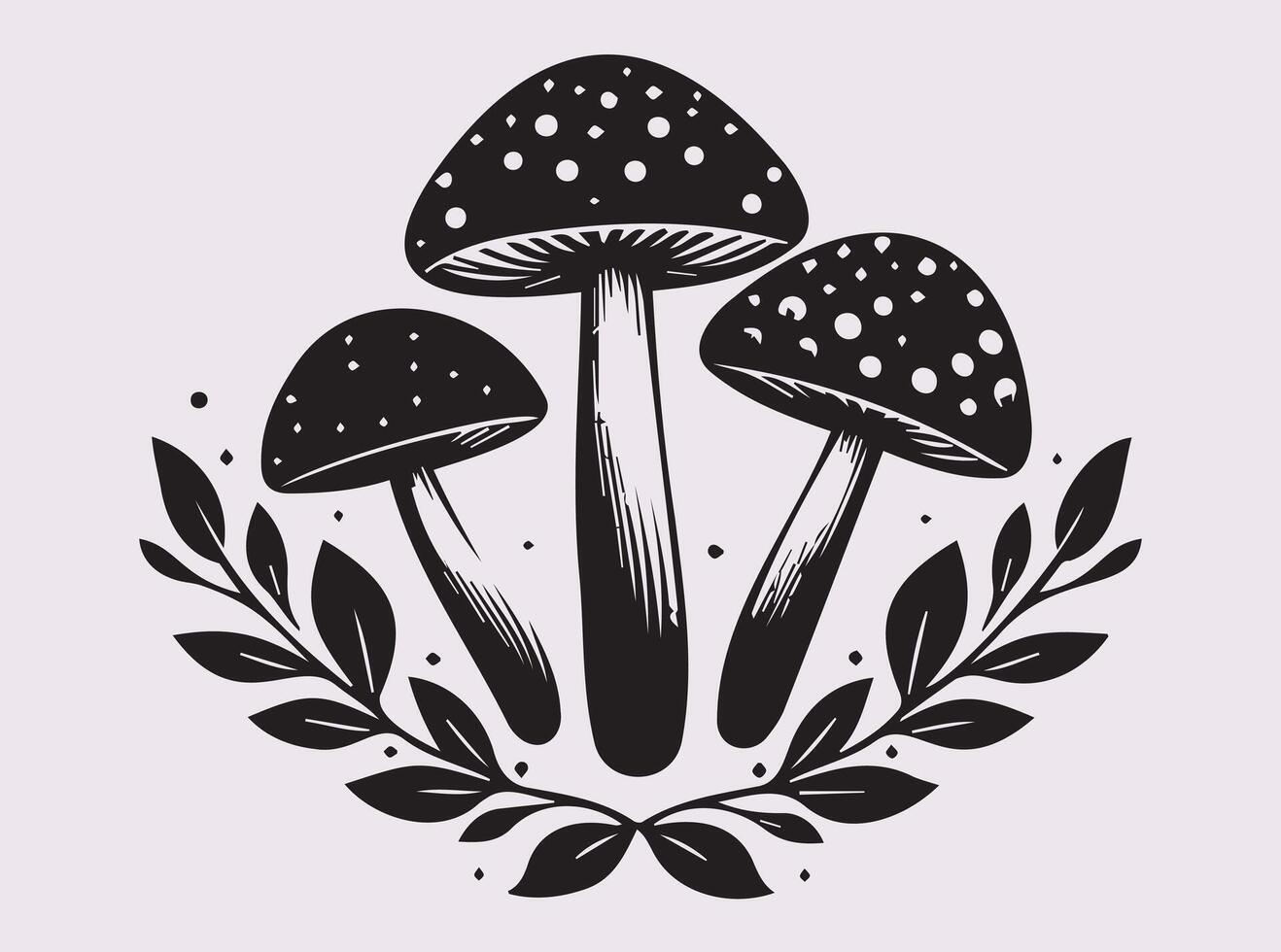 Bold Black Three Mushrooms Silhouette for Logos, Posters, and Art Prints vector