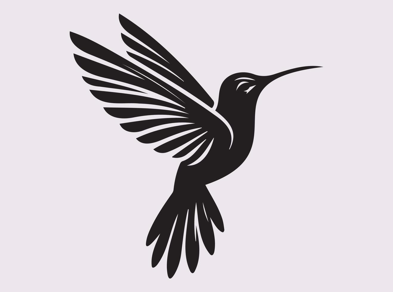 Inspirational Solid Black Color Hummingbird Silhouette with a Striking Appearance vector