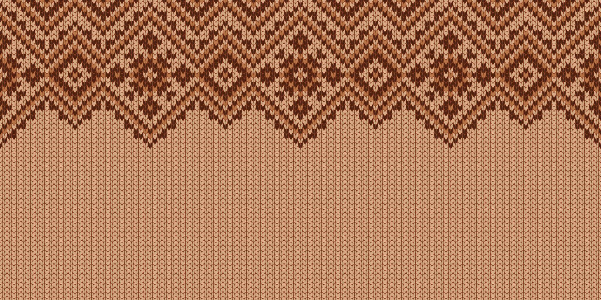 Knitwear texture. Template with empty place for text. Traditional seasonal seamless wide background for holiday design. Winter knitted sweater pattern with snowflakes vector