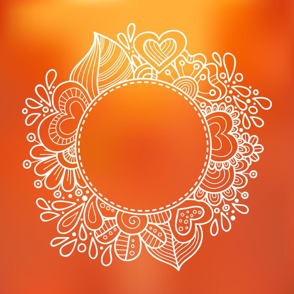 Spring, summer blurred floral background. Template for presentation, web and mobile interface. Greeting card, invitation with doodle frame vector
