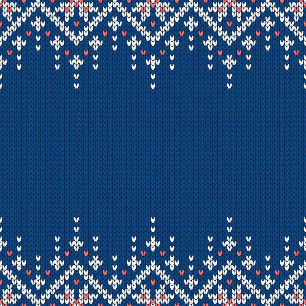 Knitwear texture, template with empty place for text. Traditional seasonal seamless background for holiday design. Winter knitted wool sweater pattern with snowflakes. Christmas vector