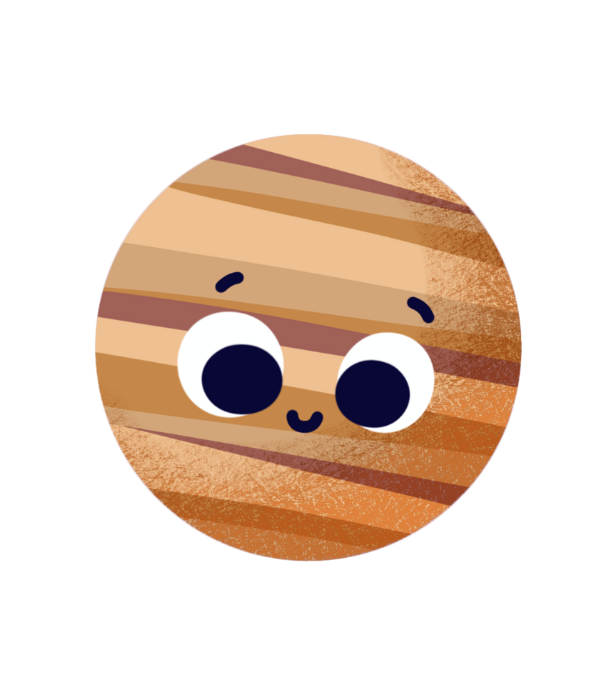 cartoon planet Venus with eyes and a smile png