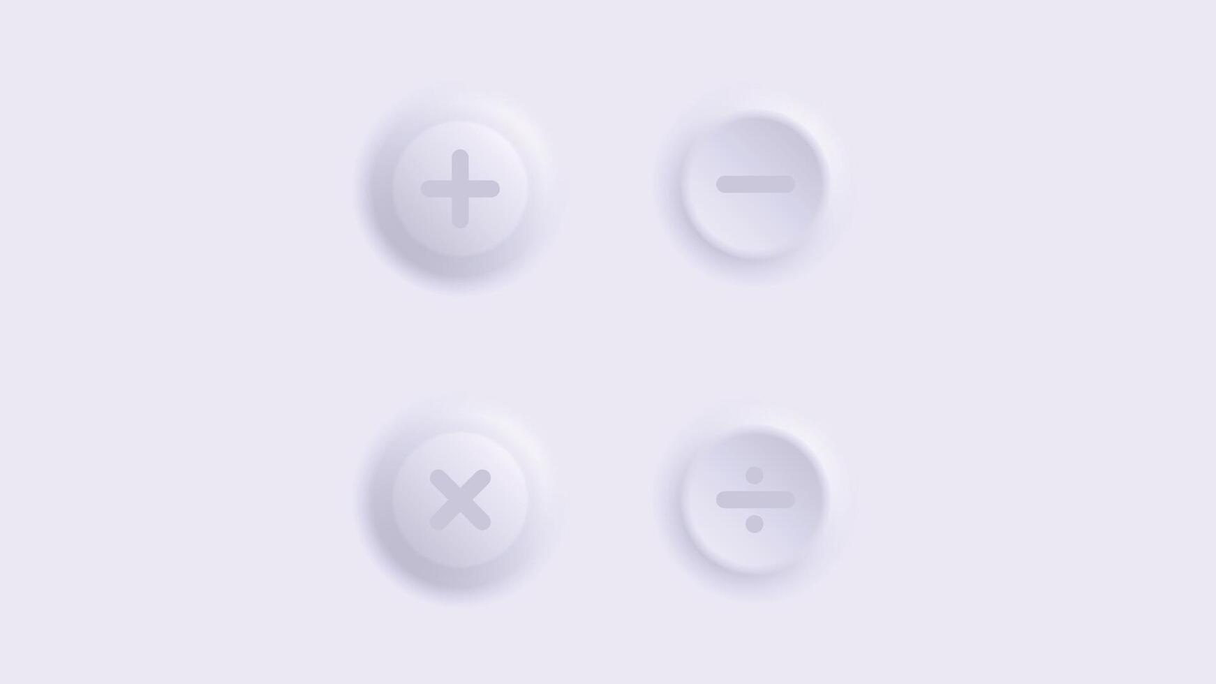 Mathematical symbols 3D circle shapes button neomorphism style vector
