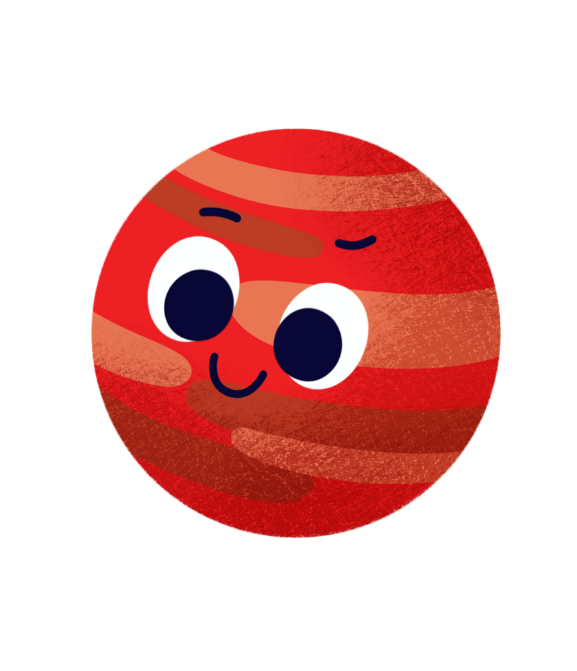 cartoon Jupiter planet with eyes and a smile png
