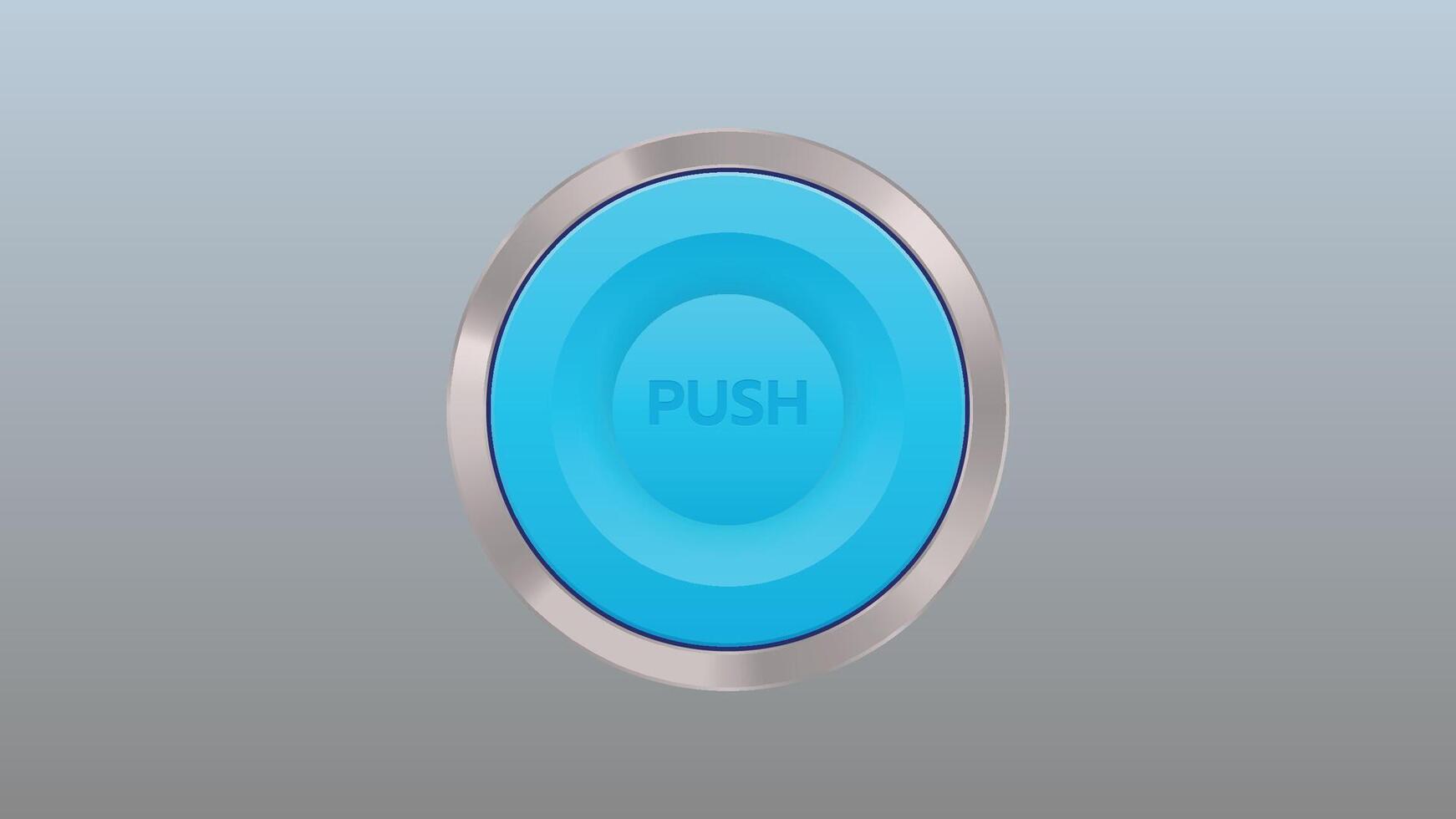Push Modern Button light blue color and aluminum rim vector