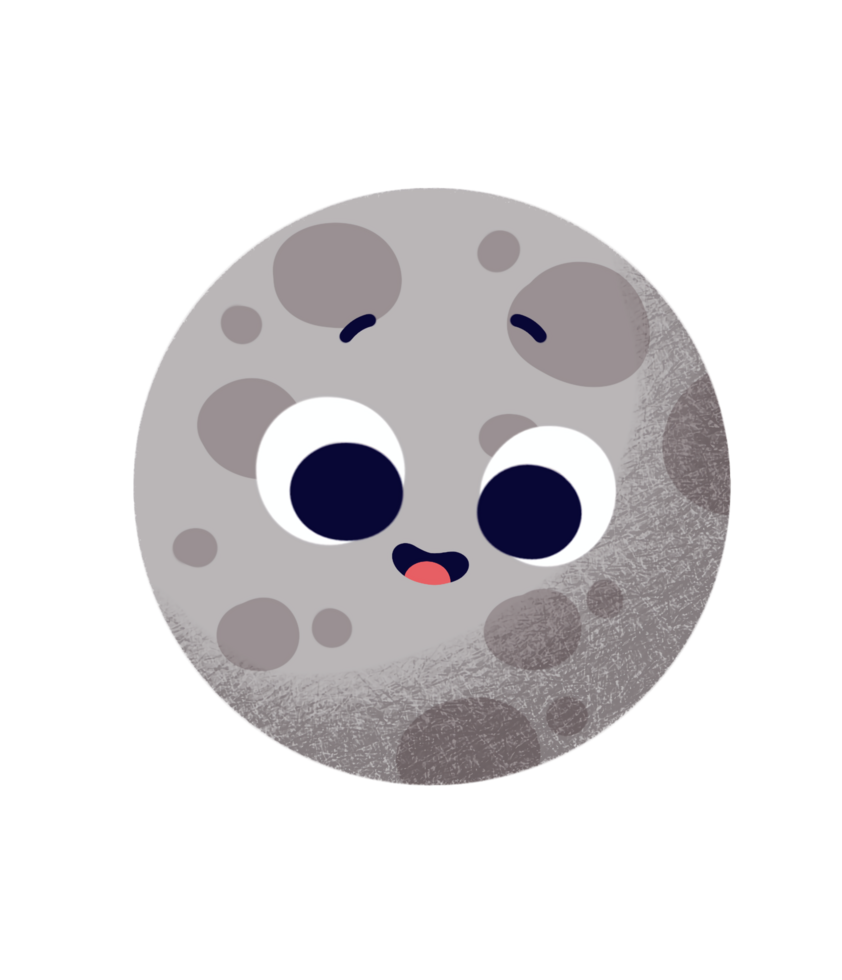 cartoon moon with eyes and mouth png