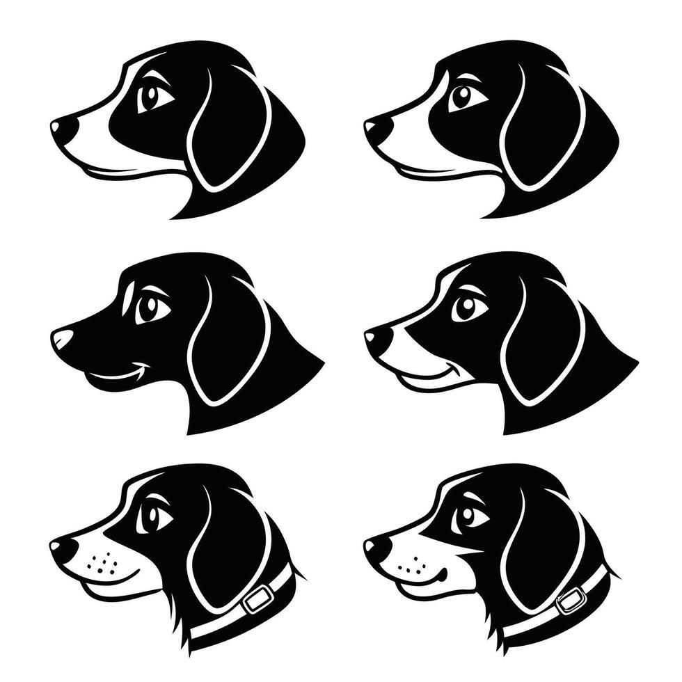 Cute Dog Face Icon Collection vector