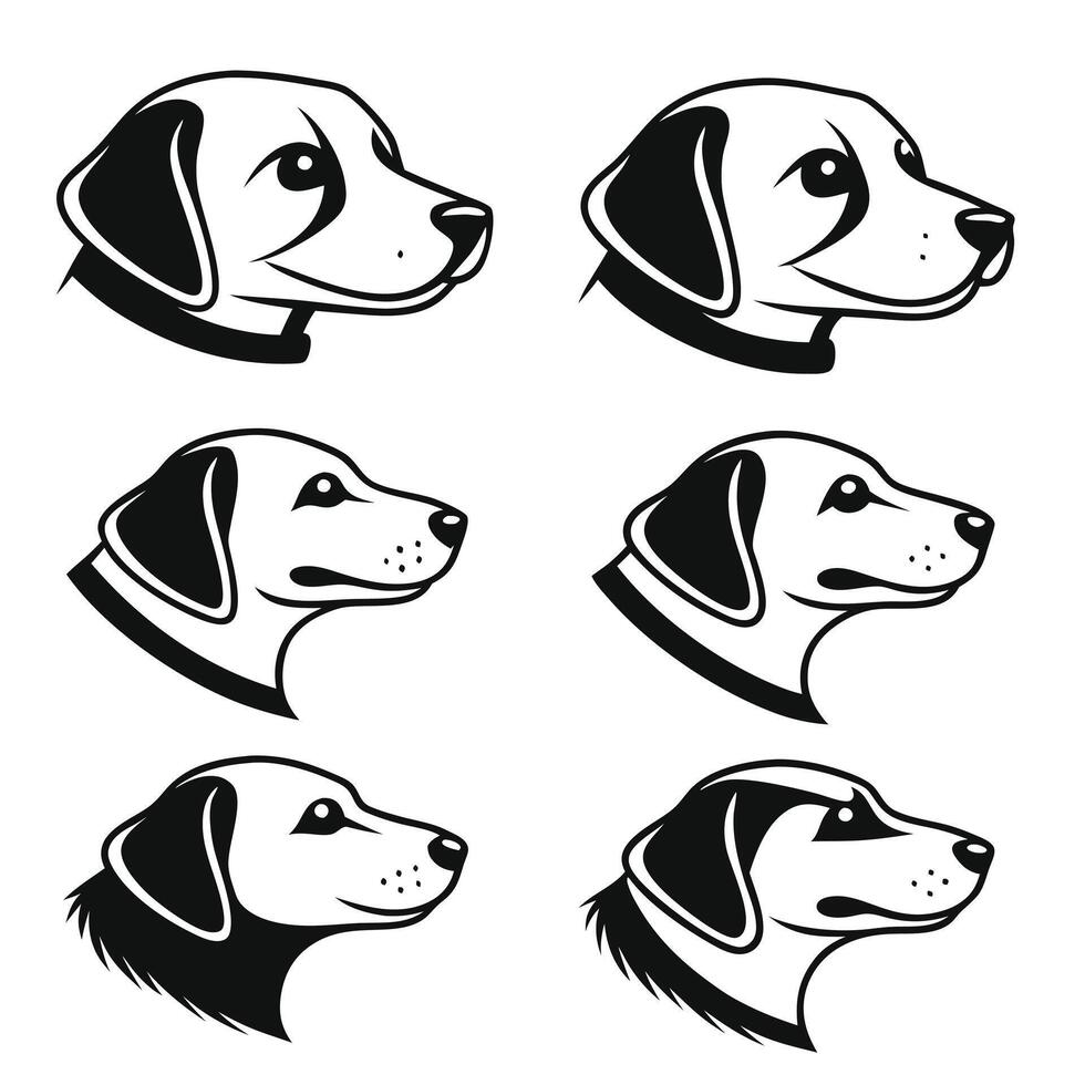 Hand Drawn Dog Face Icon Collection vector