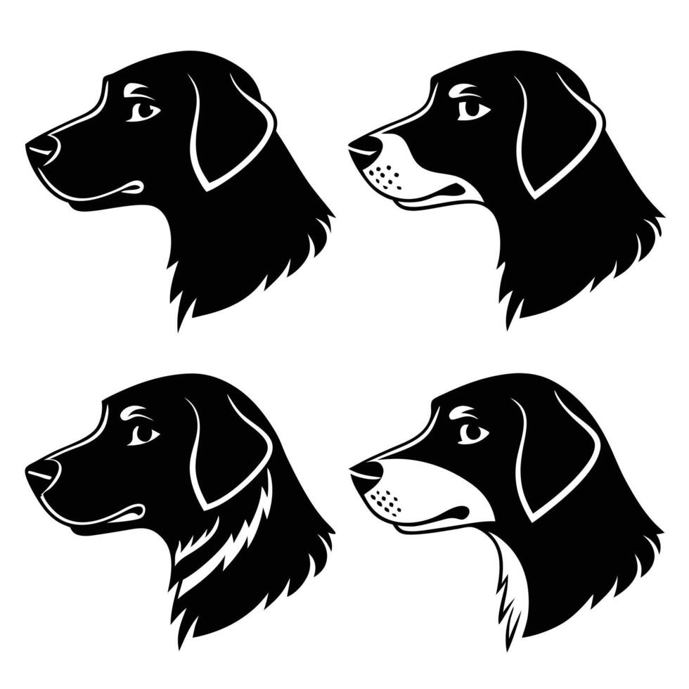 Black and White Dog Face Icons vector