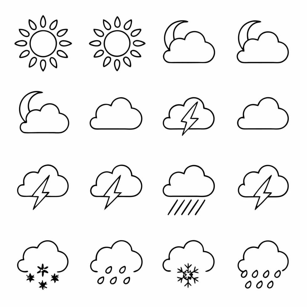 Minimalist Weather Icons Editable Stroke Line Art vector