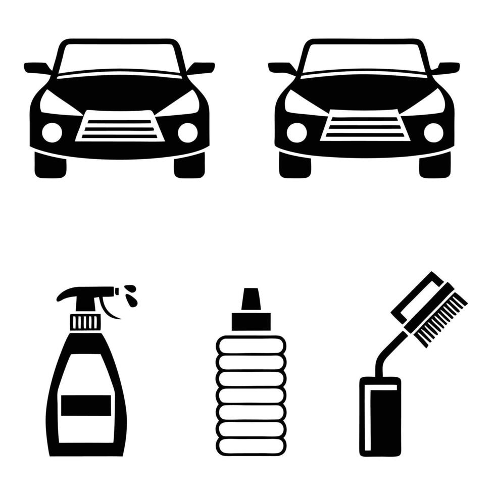 Car Detailing and Cleaning Icons vector