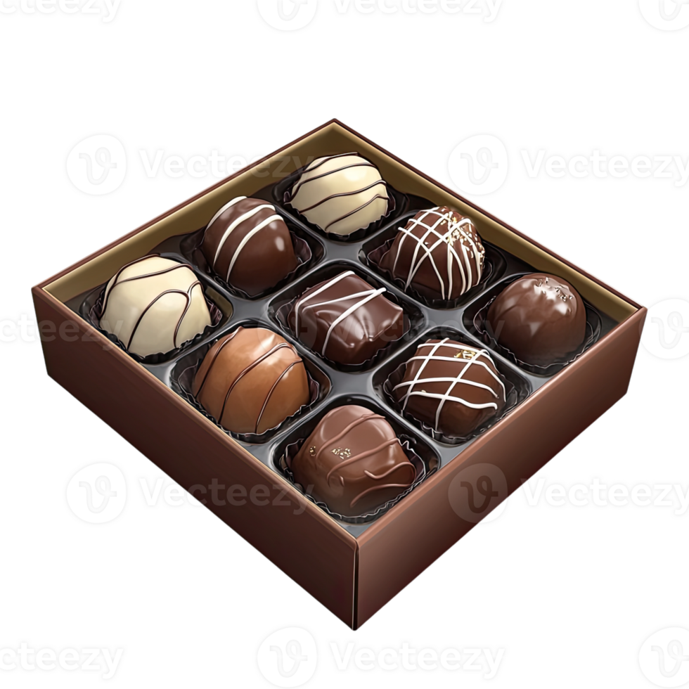 chocolate truffles in a box on a transparent background png