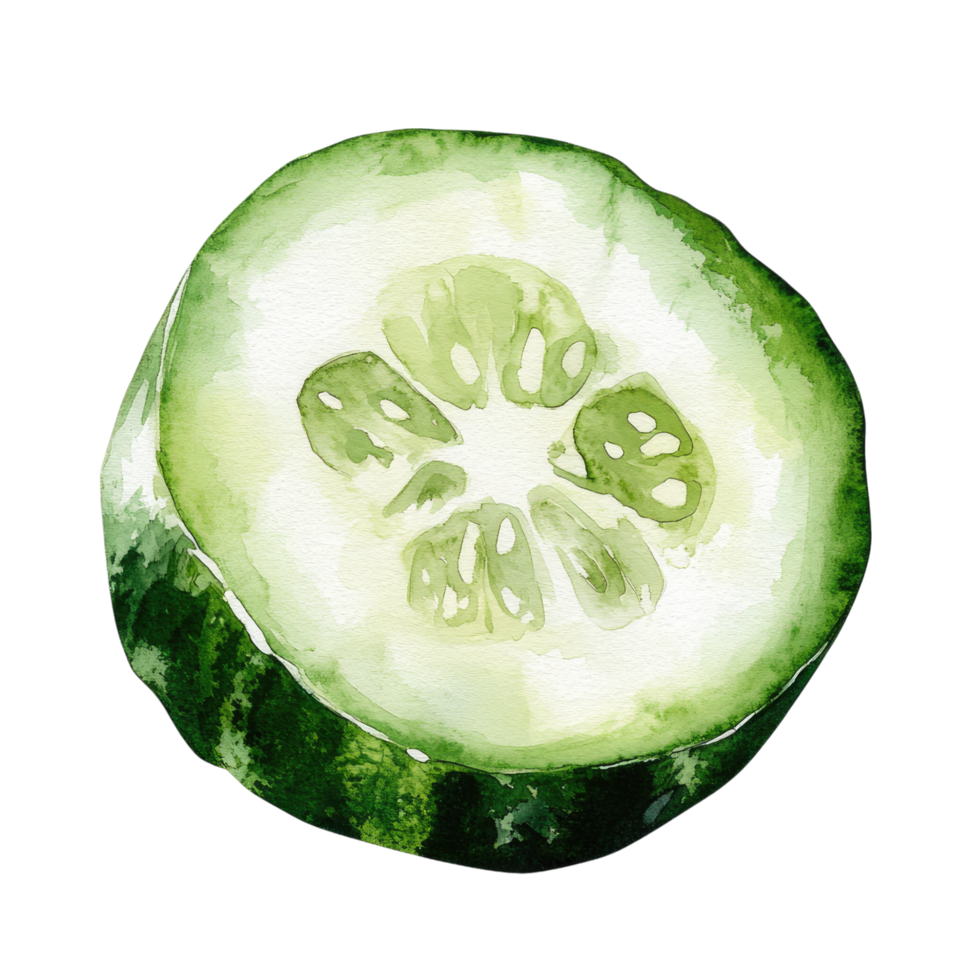 watercolor illustration of a cucumber on a transparent background png