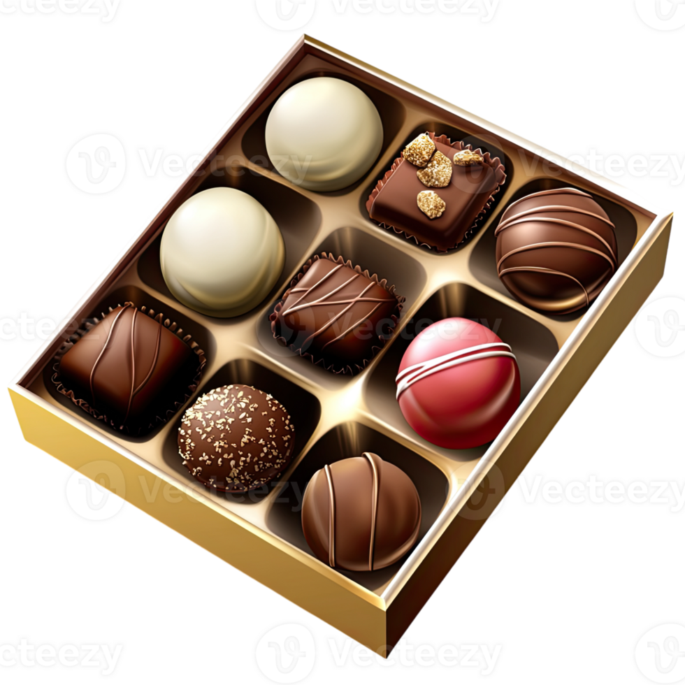 chocolates in a box on a transparent background png