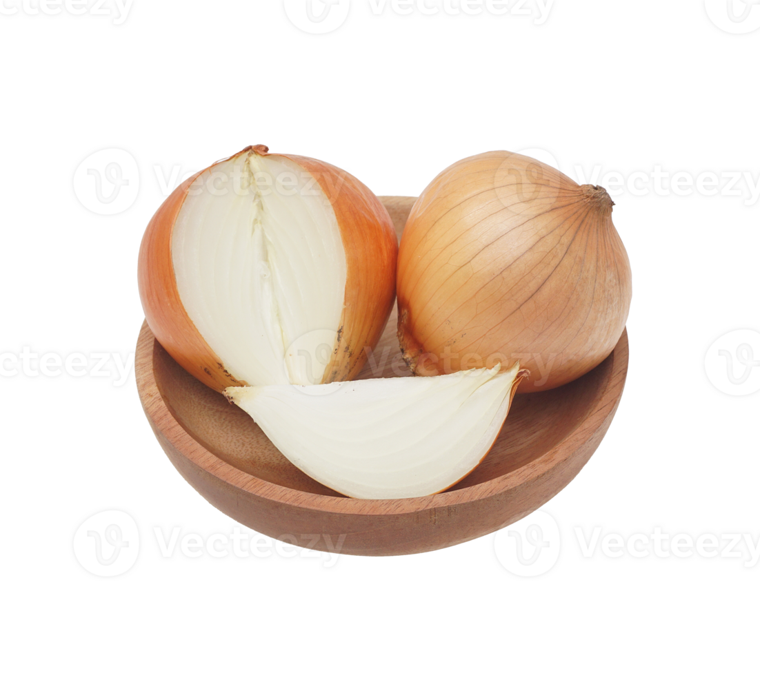 Set of Onion on Wooden Plate on Transparent Background png