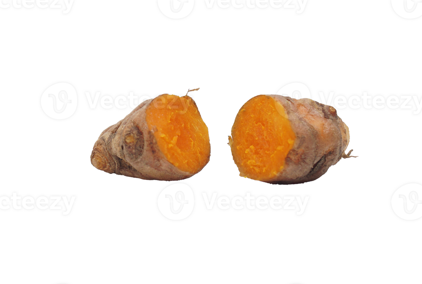 Half Cut of Turmeric Spice on Transparent Background png