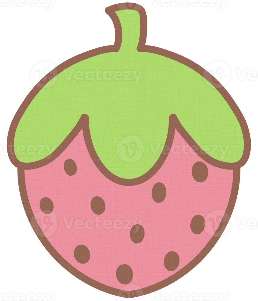 Cute Pink Strawberry Hand Drawn Element png