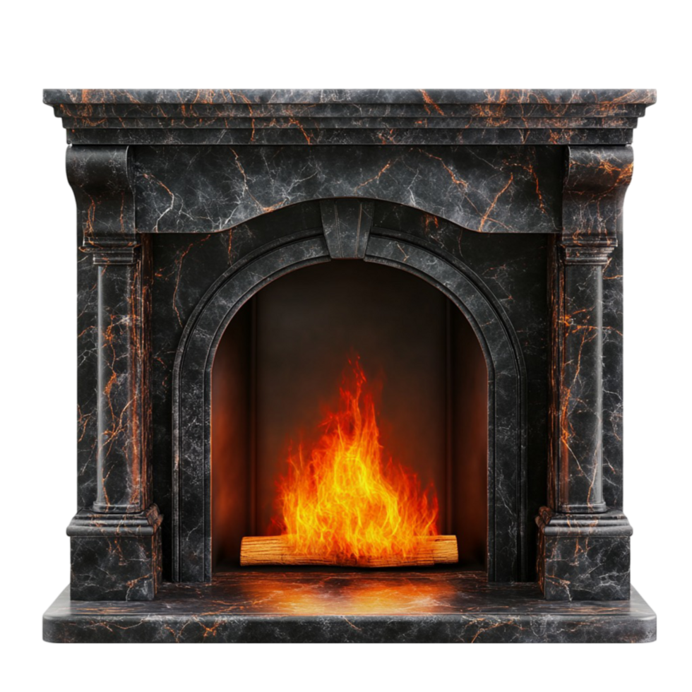 Ornate Fireplace with Carved png