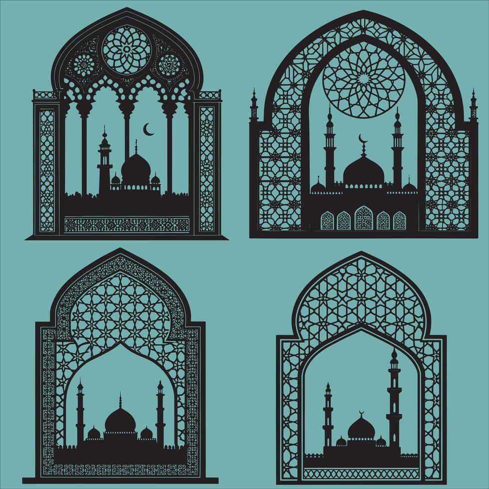 Islamic Window Shape Silhouette for Graphic Designers vector