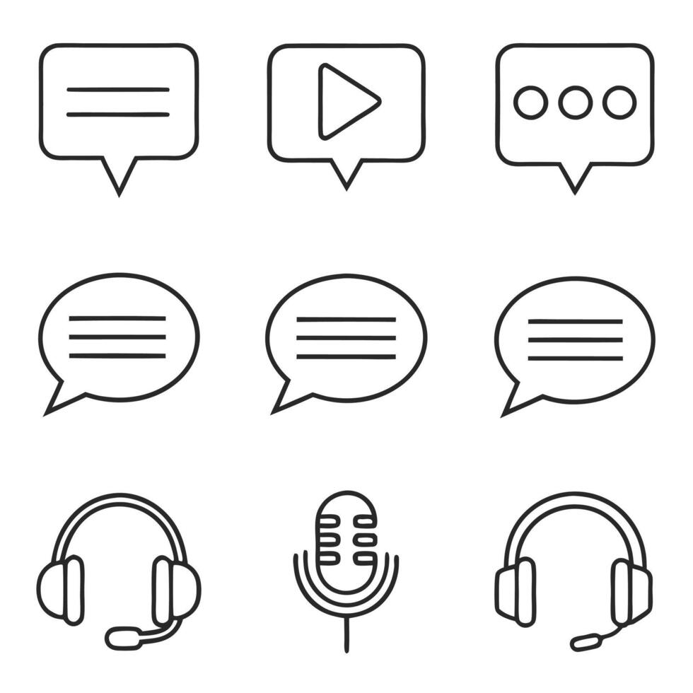 Talking and Chatting Stroke Icons Set vector