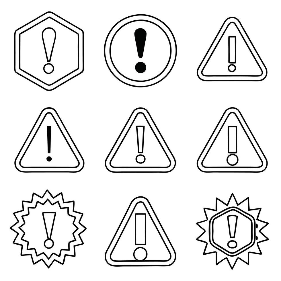 Warning and Danger Editable Stroke Icons vector