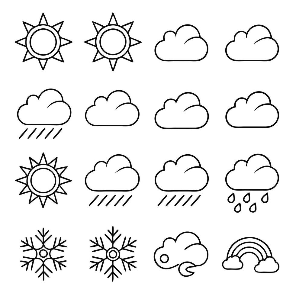 Atmospheric Elements Icons Line Art Weather Collection vector