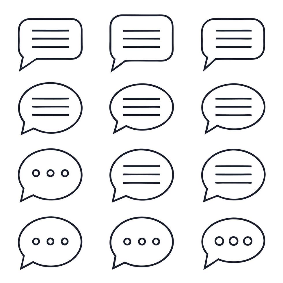 Messaging and Speech Icons Line Art Set vector