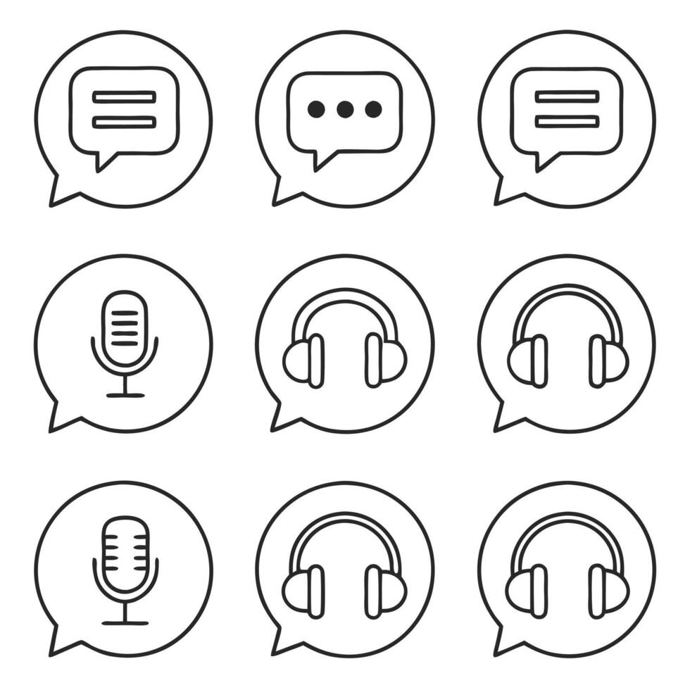 Editable Stroke Conversation Icons Collection vector