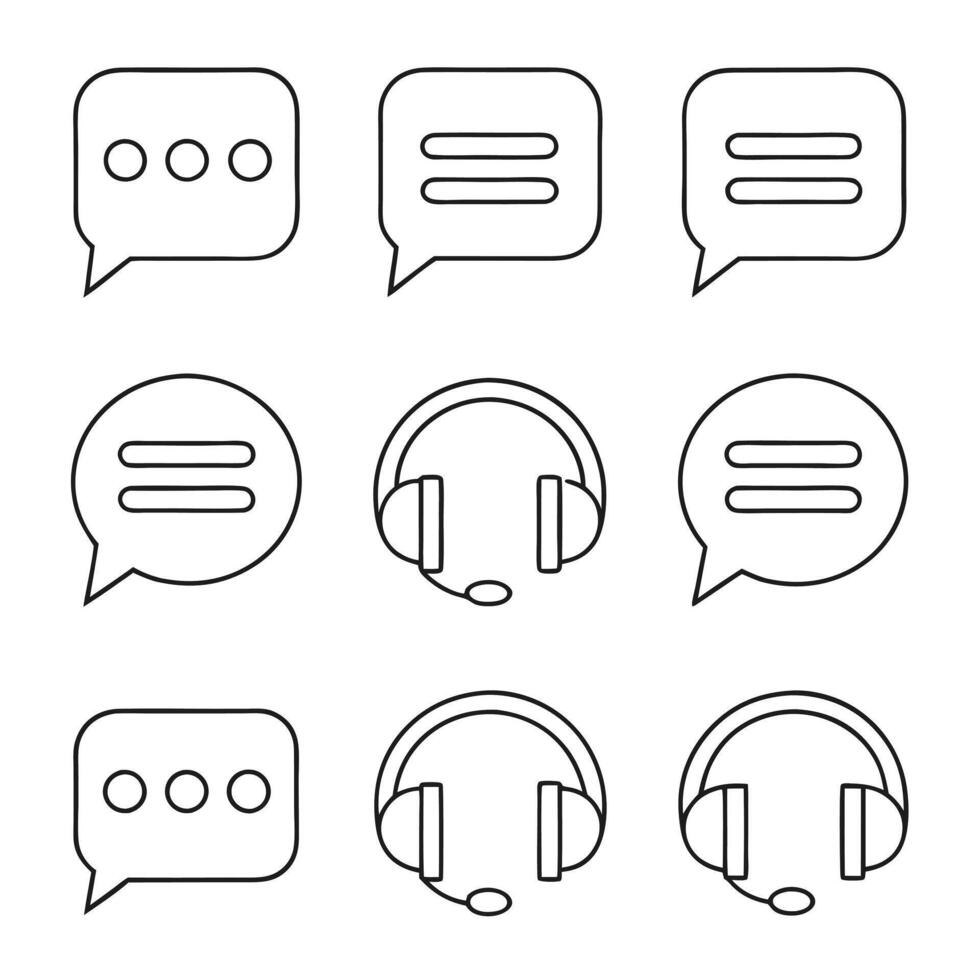 Chat and Dialogue Editable Stroke Icons vector