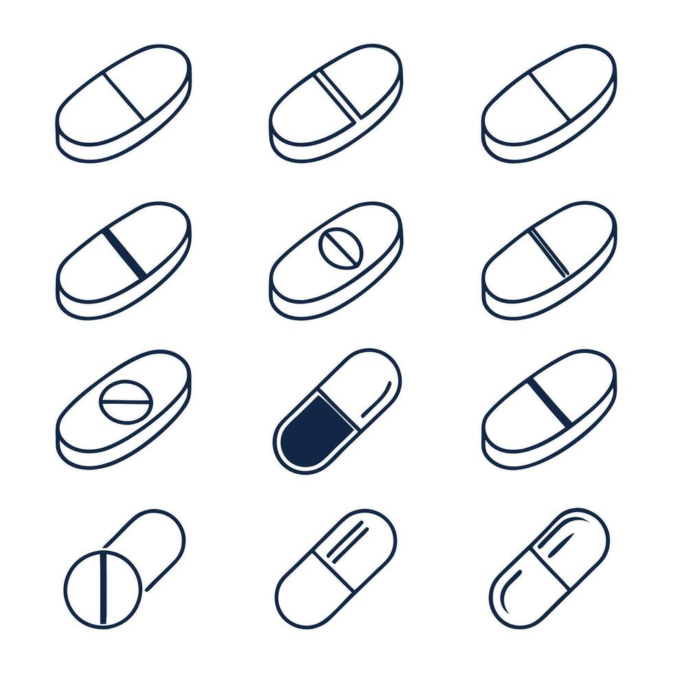 Drug Delivery Forms Outline Icons vector