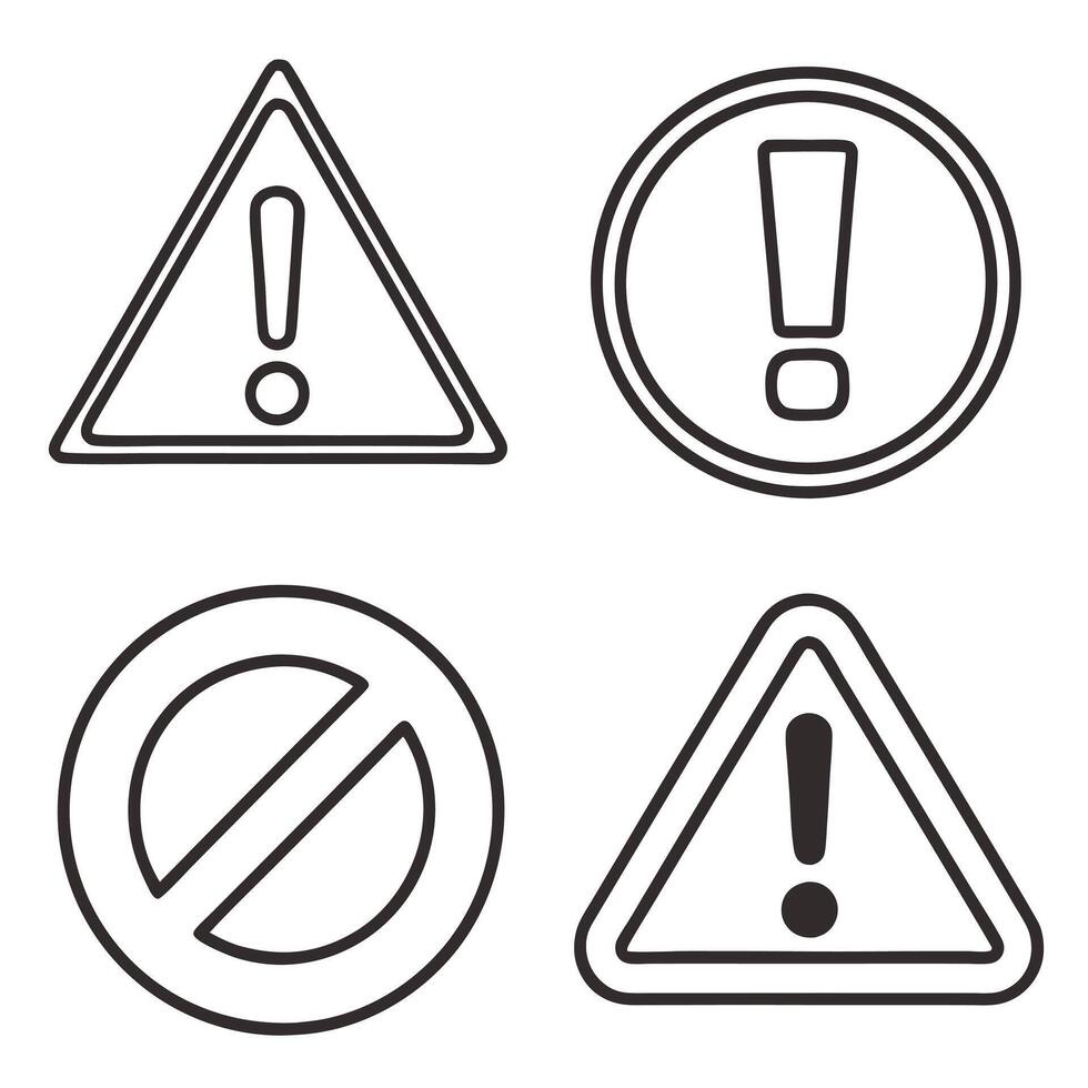 Alert and Error Symbols Editable Stroke Icons vector