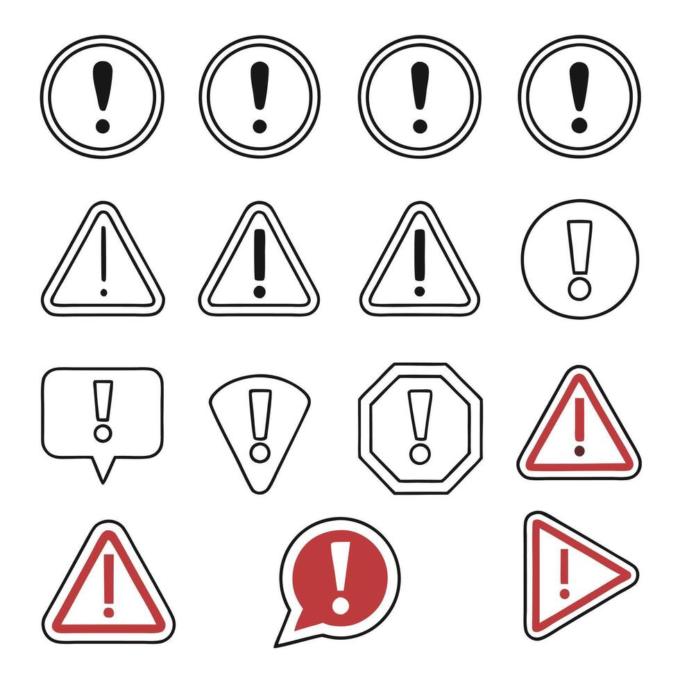 Editable Outline Icons of Alerts and Warnings vector