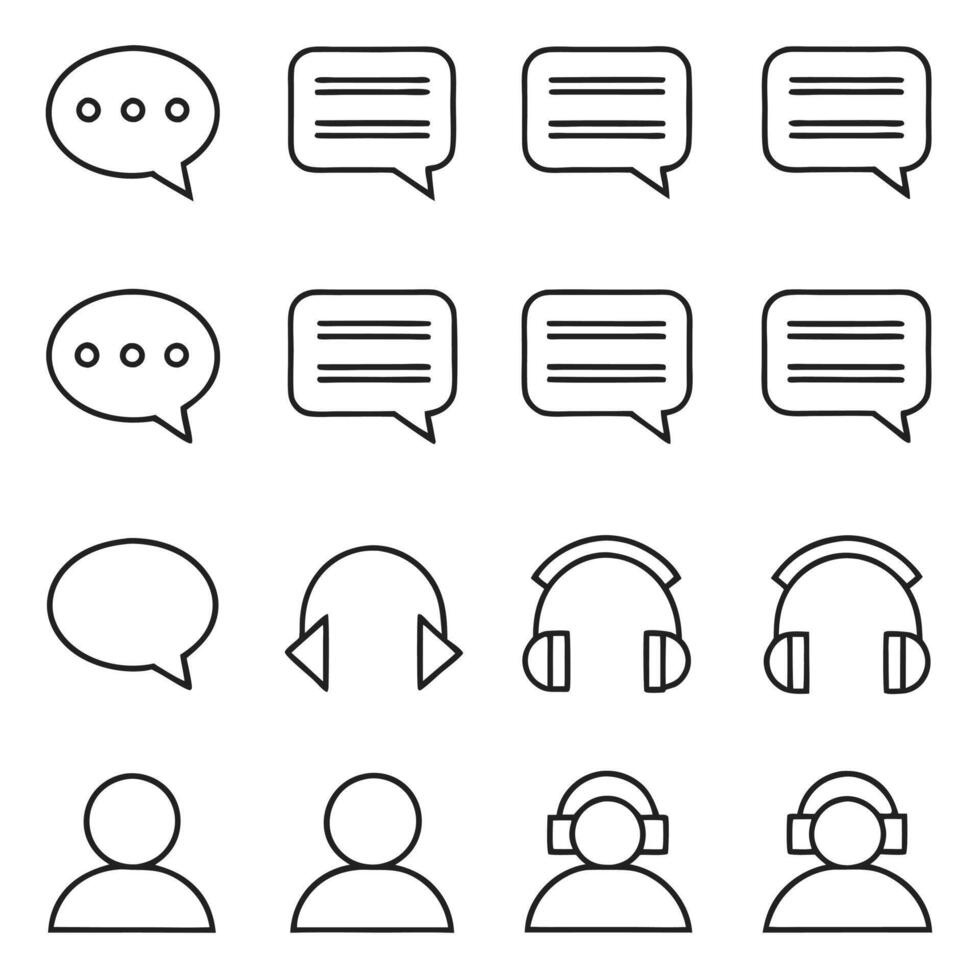 Outline Chat Bubble and Communication Icons vector