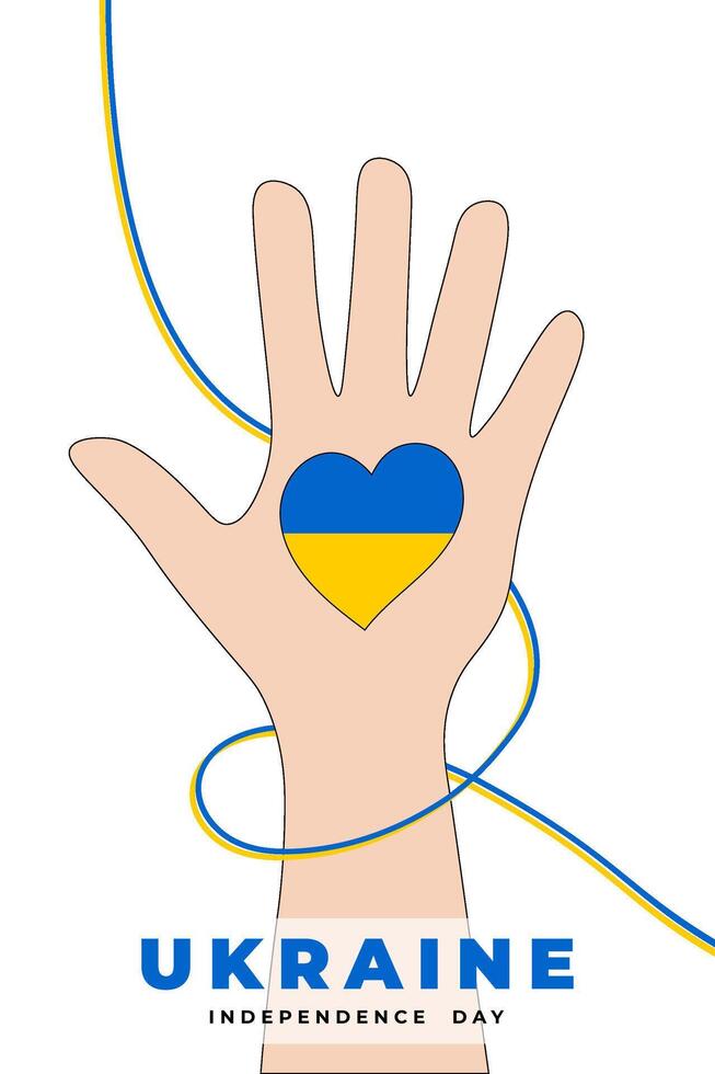Hand with a heart in the colors of the Ukrainian flag, isolated on a transparent background. Concept for Independence Day of Ukraine. illustration vector