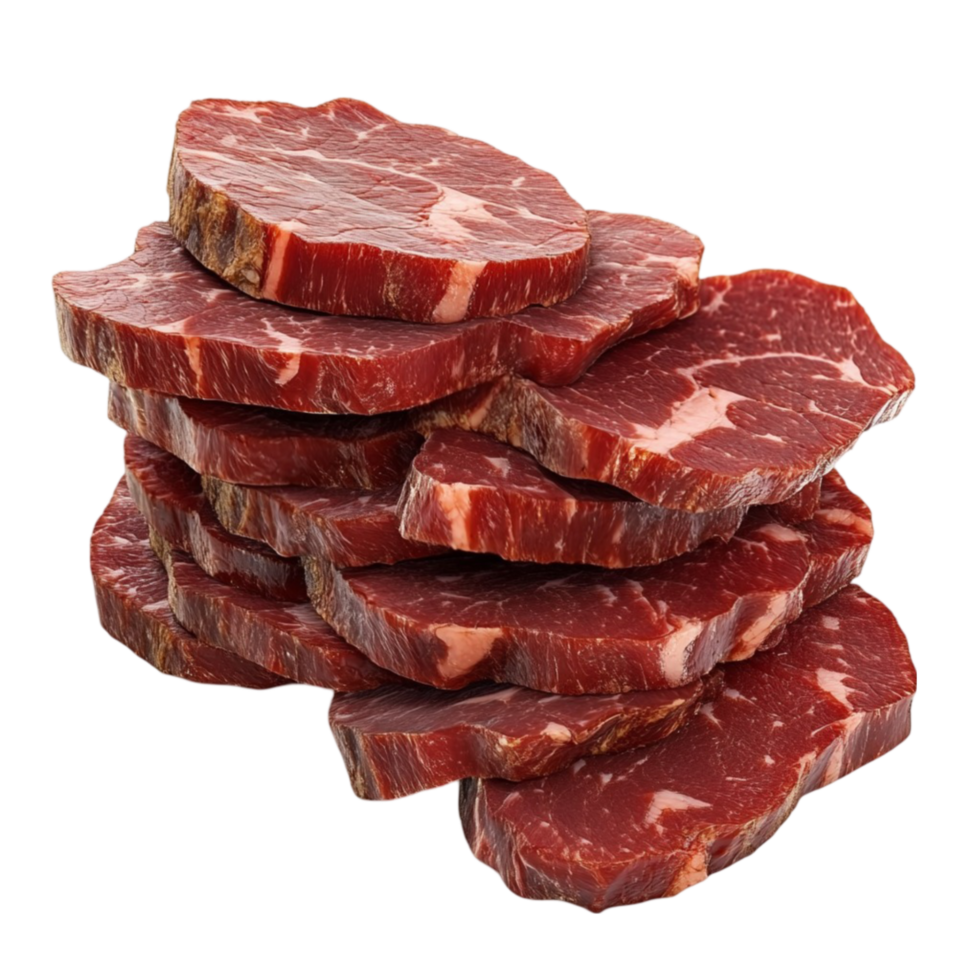 Stack of Fresh Raw Red Meat Slices png